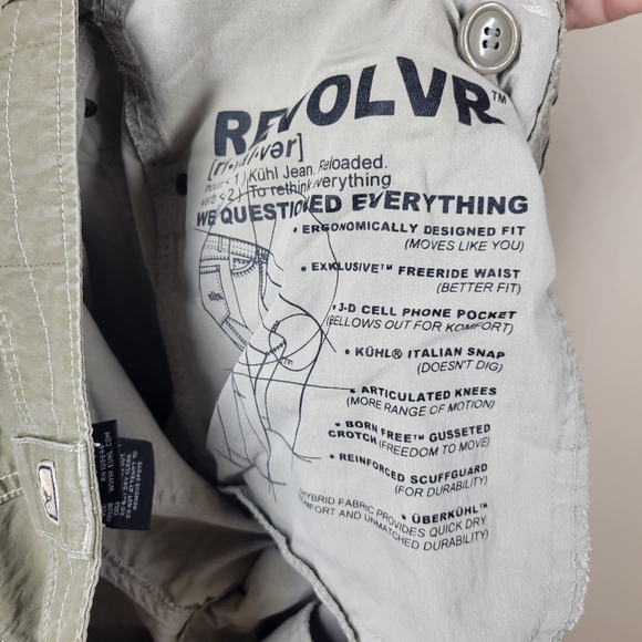 Kuhl Revolvr Hiking Pants 30x32 Outdoor Khaki Green Vintage Patina Dye Carpenter - Picture 8 of 9